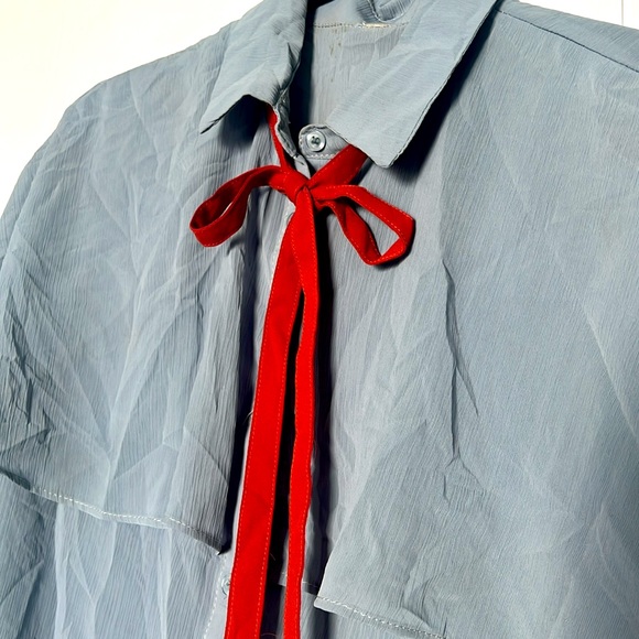 Blue Ruffle front blouse - Picture 6 of 13